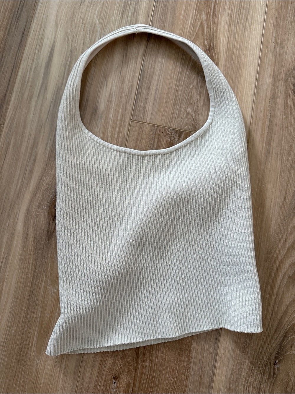 Aritzia Sculpt Knit Cream Ribbed Halter Sweater Top